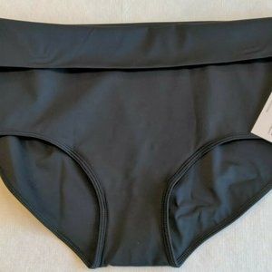 Swim Bottom Brief with Foldover Waistband Adjustable Coverage, Black XLarge, NWT